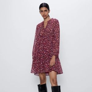 Jewel button print dress - Zara